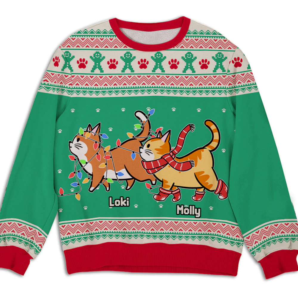 Cat Christmas Pattern - Personalized Custom All-Over-Print Sweatshirt