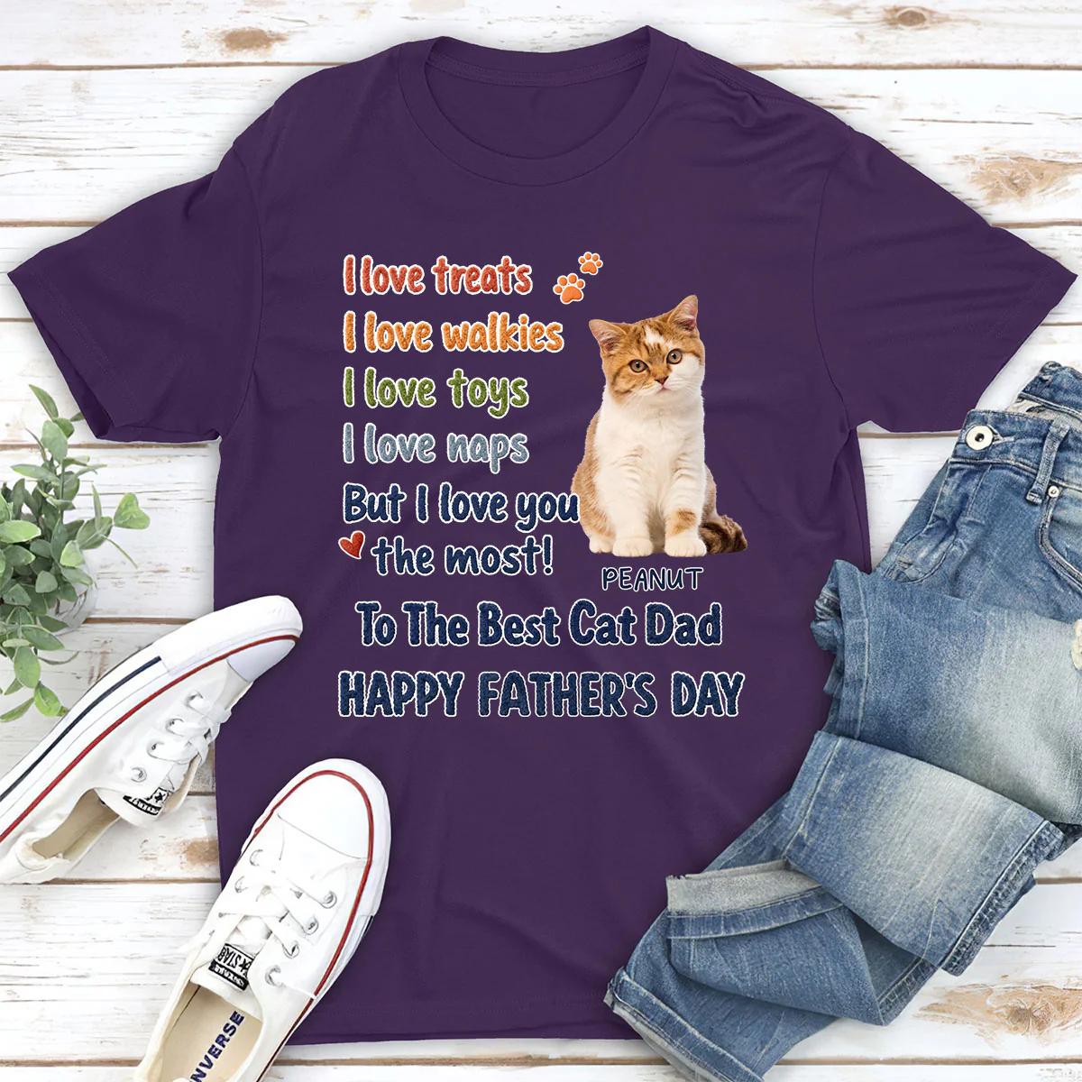 Cat Dad Better Than Treats Photo - Personalized Custom Shirt - Image 3