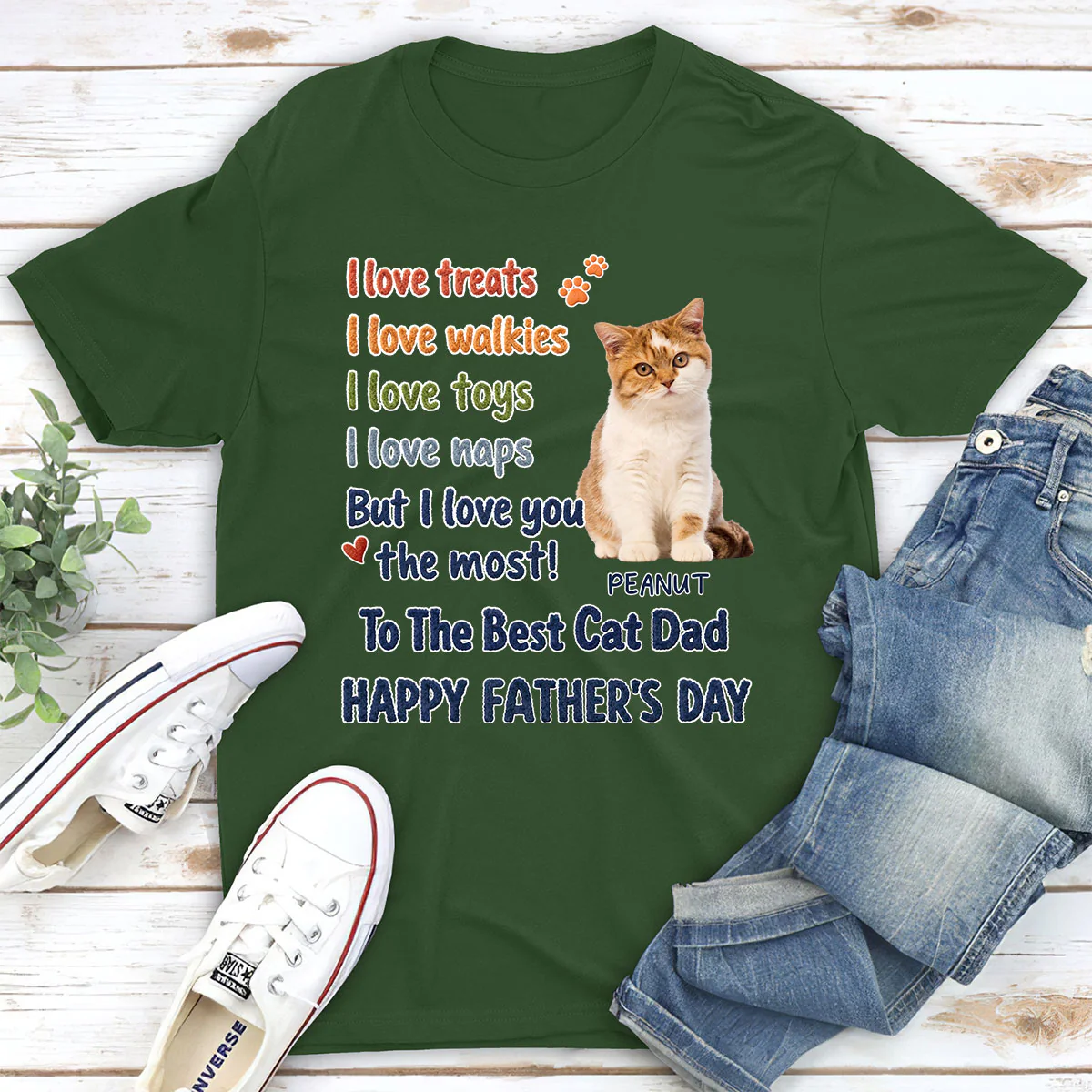 Cat Dad Better Than Treats Photo - Personalized Custom Shirt - Image 4