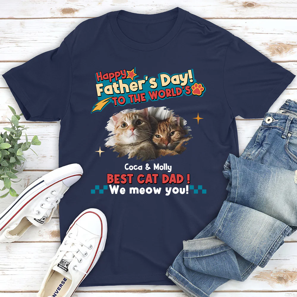 Cat Dad Forever Photo - Personalized Custom Shirt - Image 2