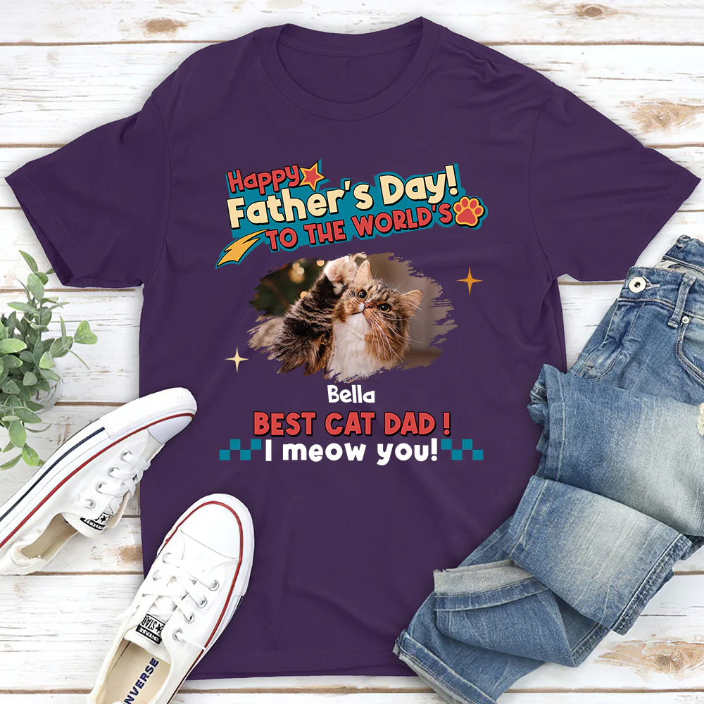 Cat Dad Forever Photo - Personalized Custom Shirt - Image 3