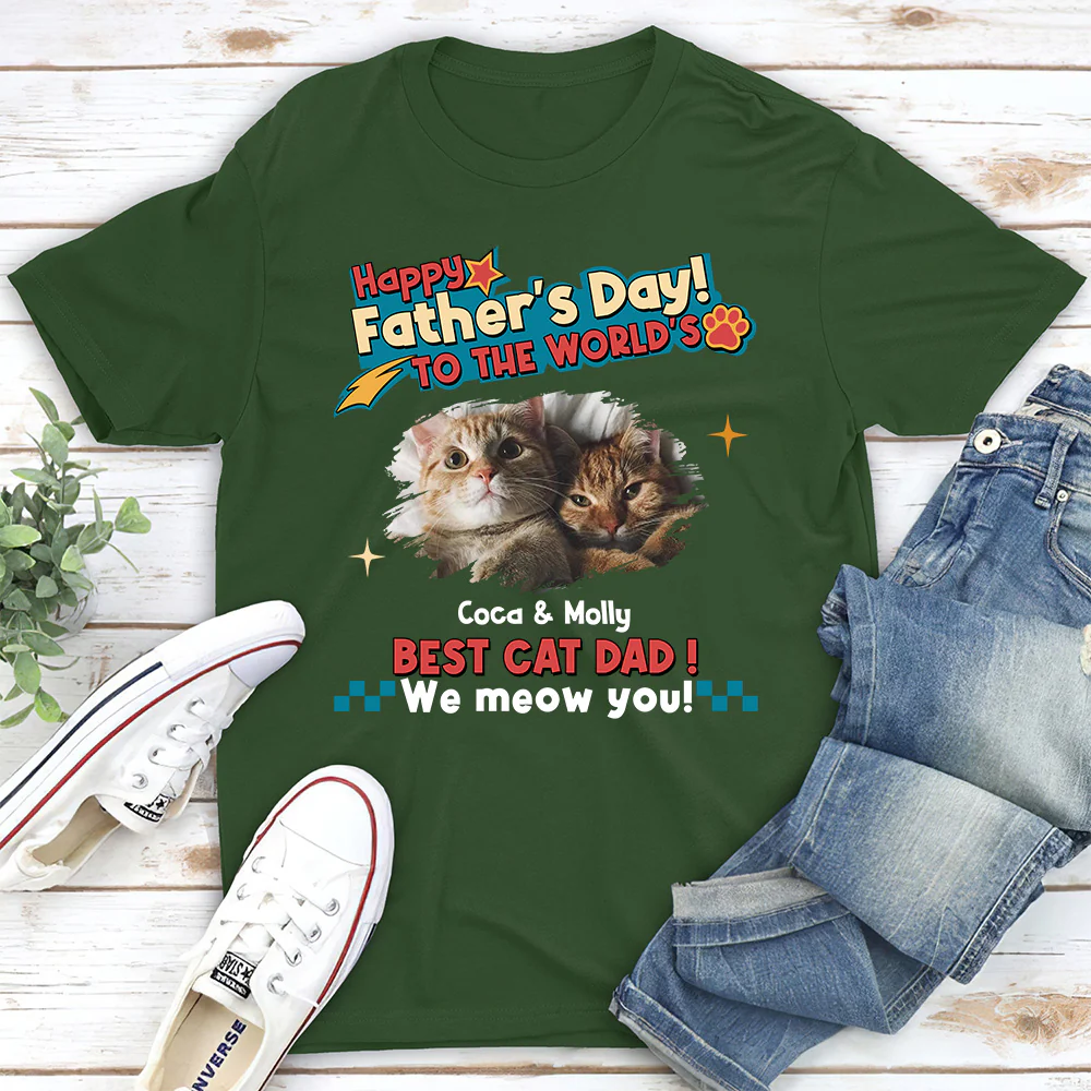 Cat Dad Forever Photo - Personalized Custom Shirt - Image 4