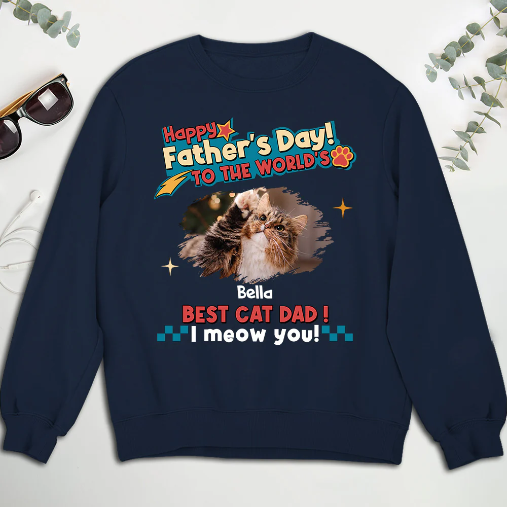 Cat Dad Forever Photo - Personalized Custom Shirt - Image 5