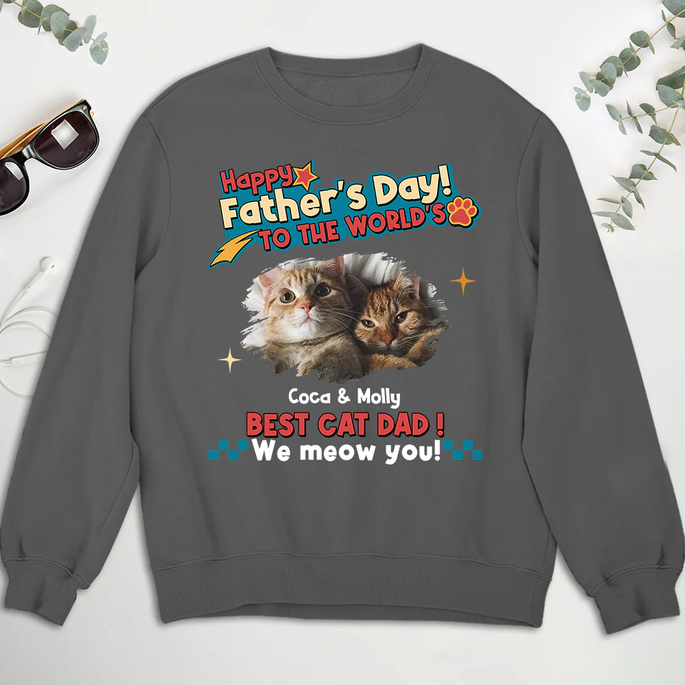 Cat Dad Forever Photo - Personalized Custom Shirt - Image 6