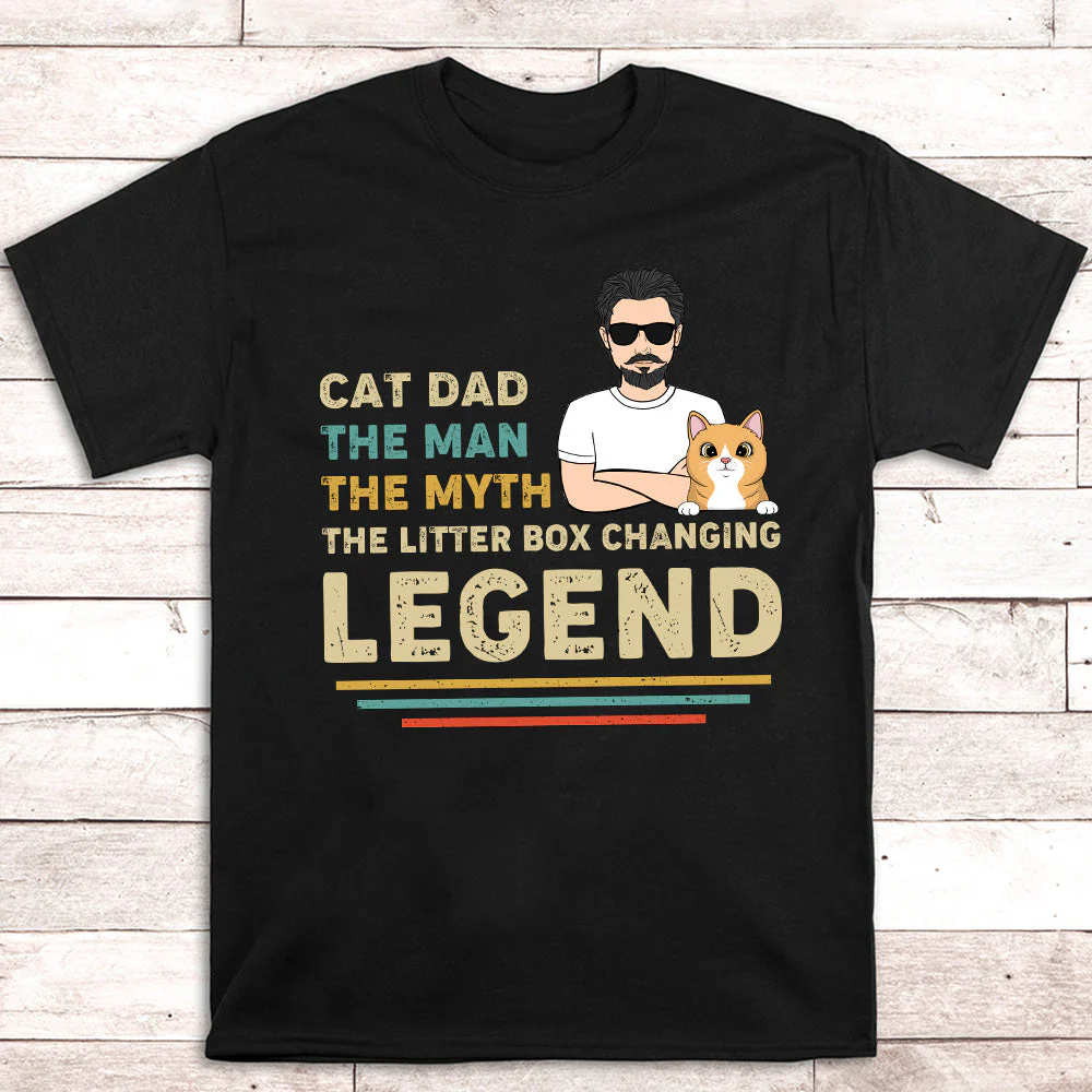 Cat Dad Legend - Personalized Custom Unisex T-shirt - Image 3