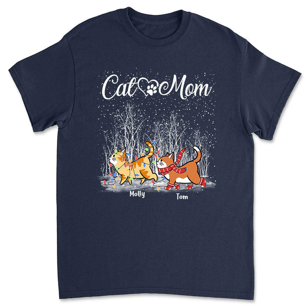 Cat Dad Mom Snow - Personalized Custom Unisex T-shirt