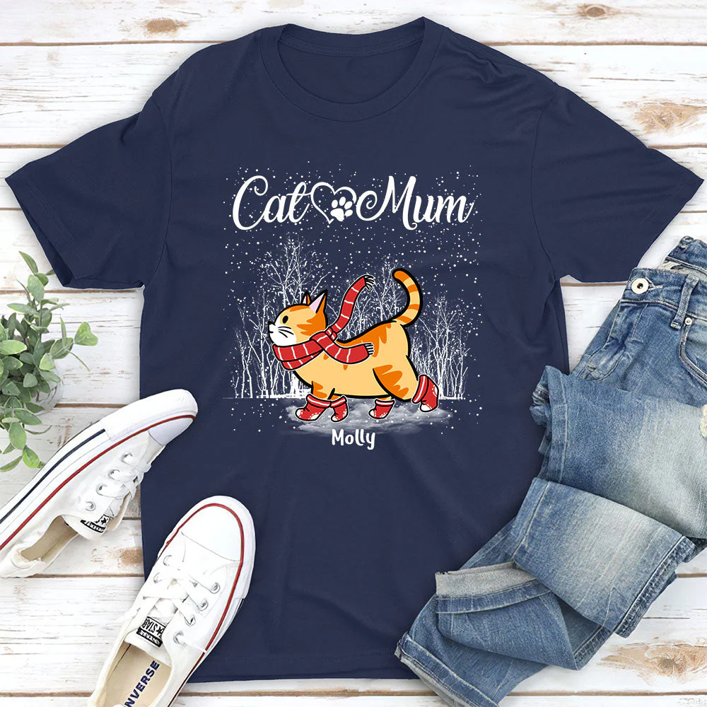 Cat Dad Mom Snow - Personalized Custom Unisex T-shirt - Image 5