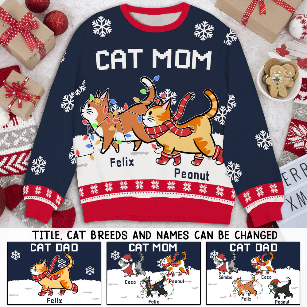Cat Dad/Mom Winter 1 - Personalized Custom All-Over-Print Sweatshirt