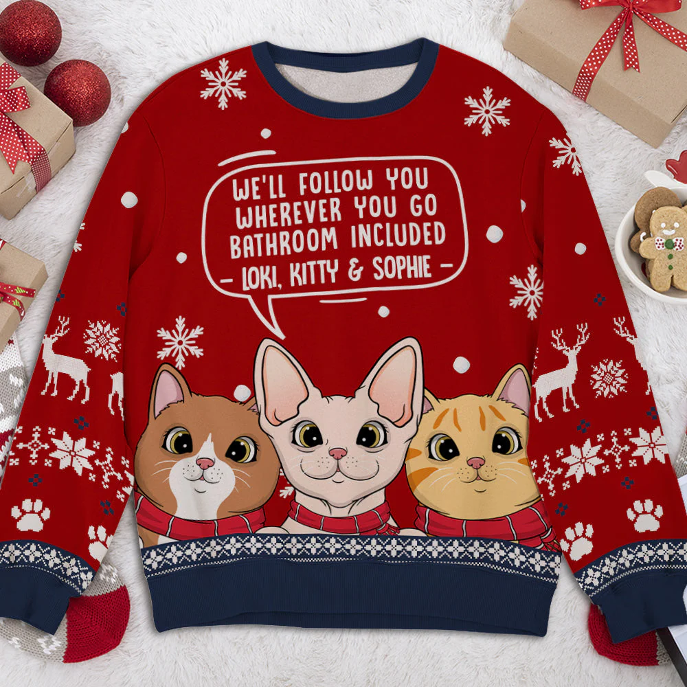 Cat Follow You - Personalized Custom All-Over-Print Sweatshirt - Image 3
