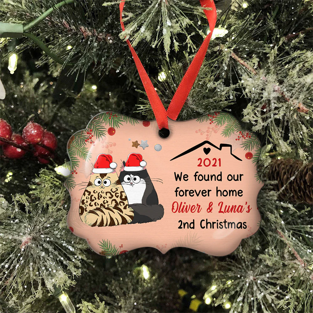 Cat Forever Home - Personalized Custom Aluminum Ornament - Image 3