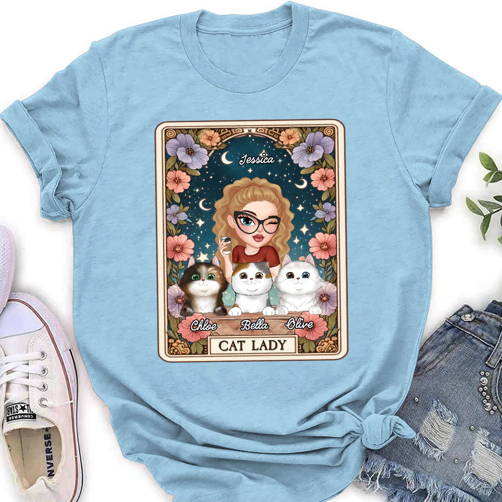 Cat Lady Tarot - Personalized Custom Women's T-Shirt - Image 3