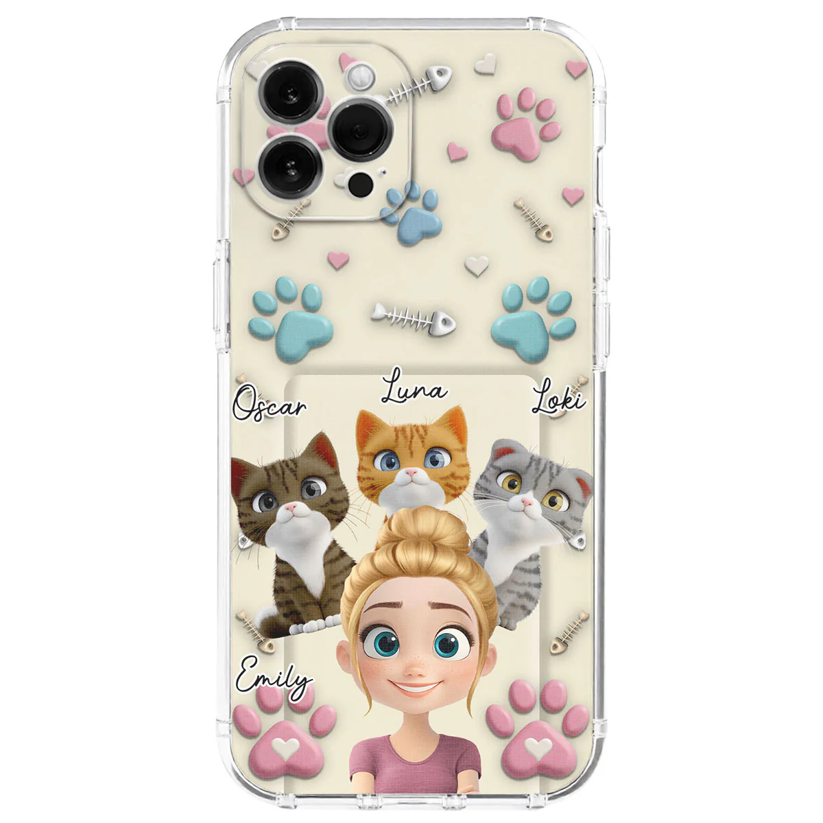 Cat Mom Cartoon - Personalized Custom 3D Effect Phone Case