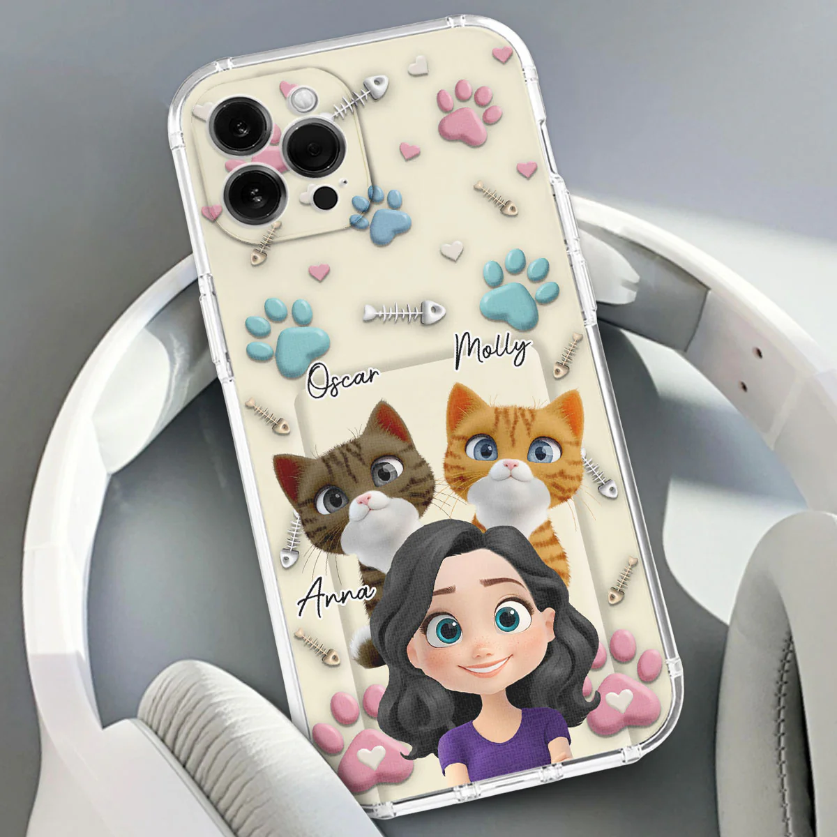 Cat Mom Cartoon - Personalized Custom 3D Effect Phone Case - Image 2