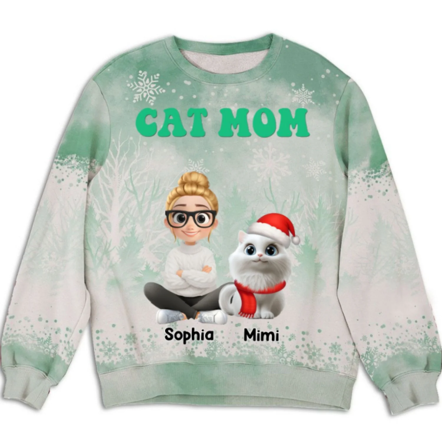 Cat Mom Christmas 2025 - Personalized Custom All-Over-Print Sweatshirt - Image 6