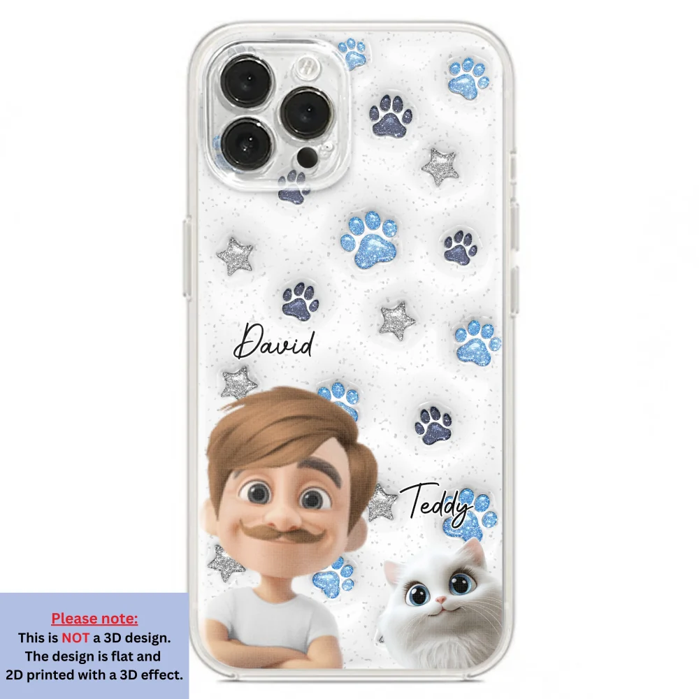 Cat Mom Dad Blue Star - Personalized Custom 3D Inflated Effect Phone Case - Image 19