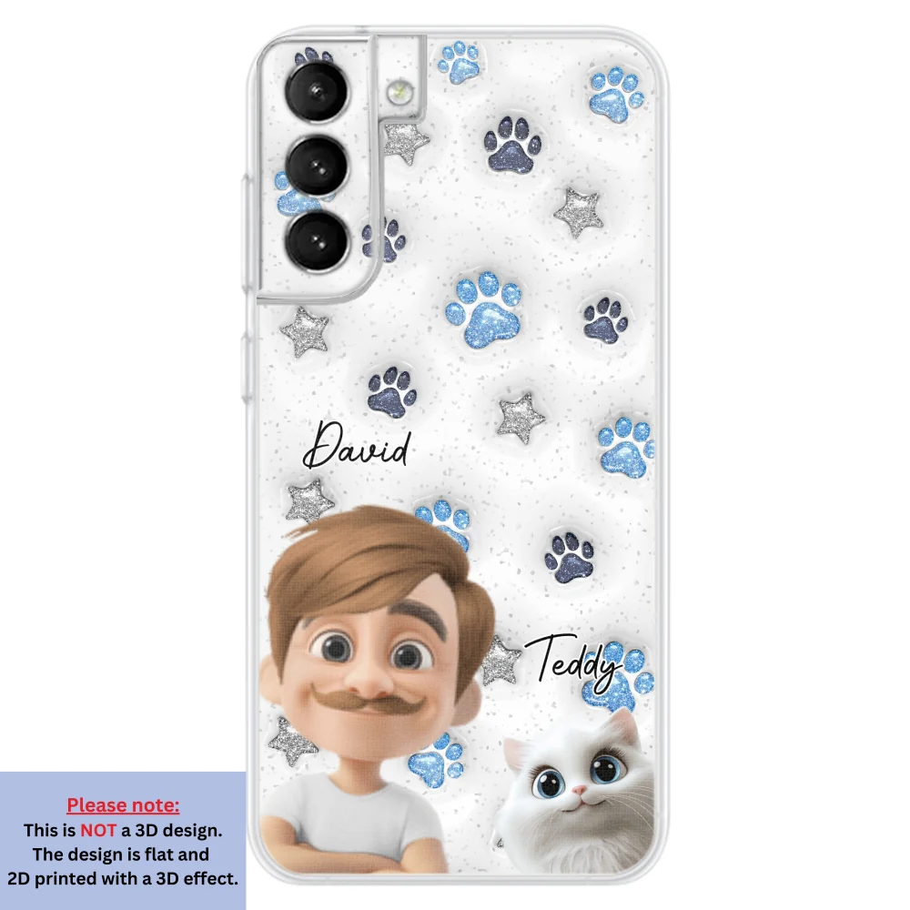 Cat Mom Dad Blue Star - Personalized Custom 3D Inflated Effect Phone Case - Image 32