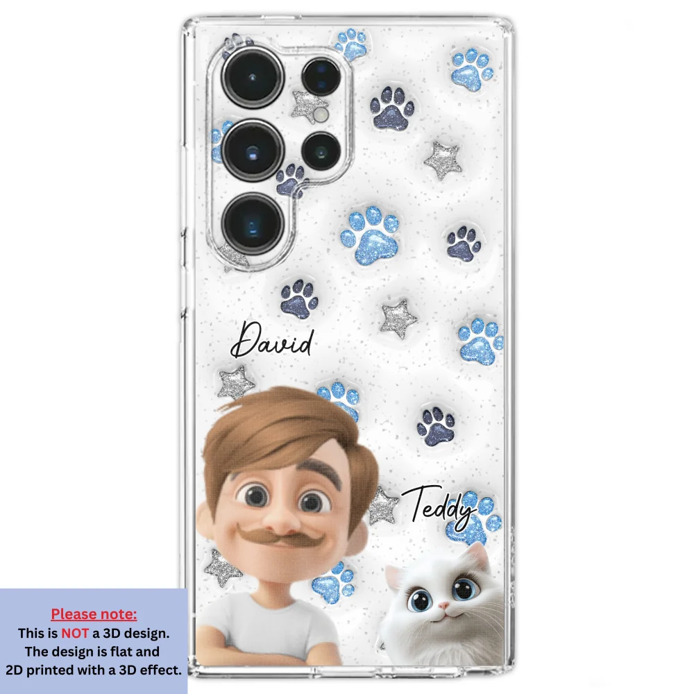Cat Mom Dad Blue Star - Personalized Custom 3D Inflated Effect Phone Case - Image 33