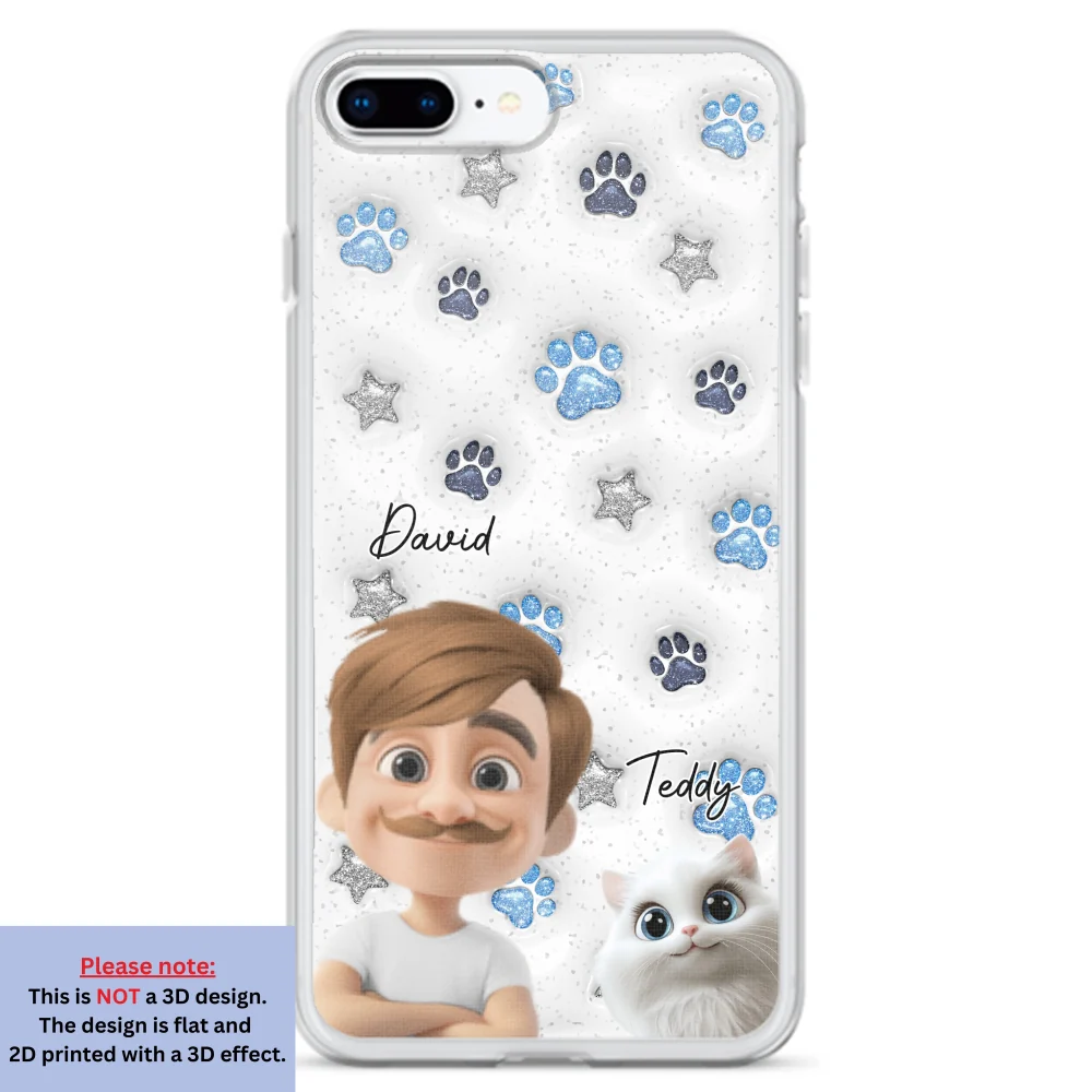 Cat Mom Dad Blue Star - Personalized Custom 3D Inflated Effect Phone Case - Image 7