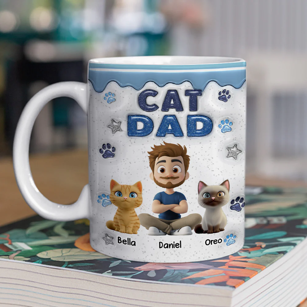 Cat Mom Dad Star - Personalized Custom 3D Inflated Effect Coffee Mug - Image 3