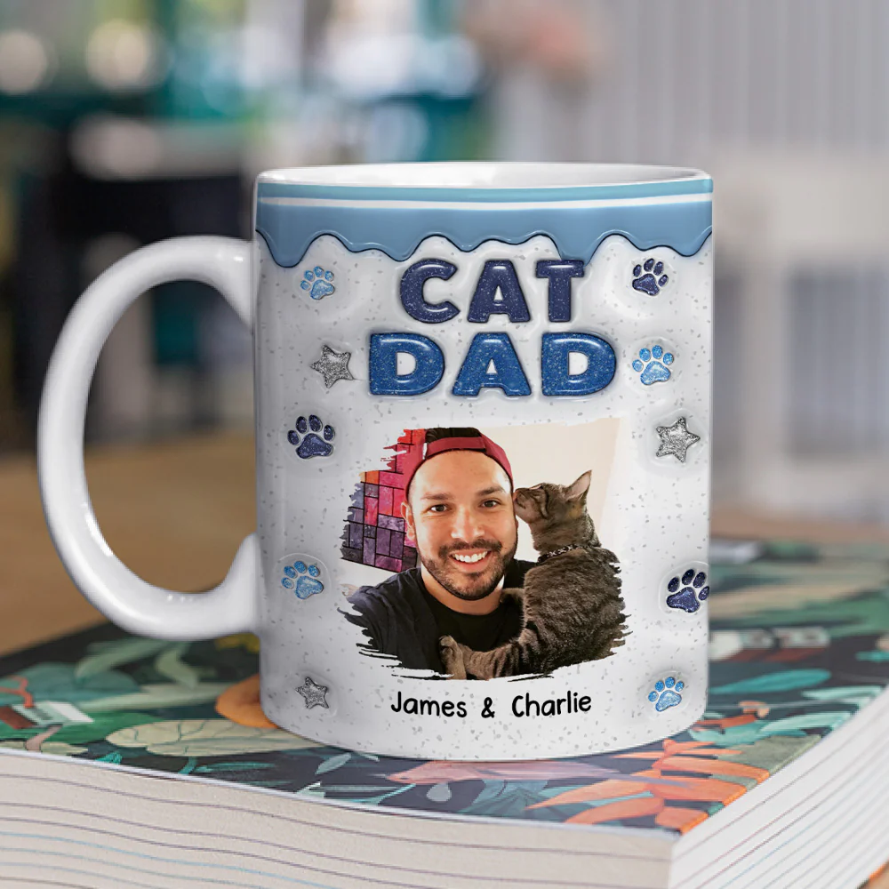 Cat Mom Dad Star Photo - Personalized Custom 3D Inflated Effect Coffee Mug - Image 3