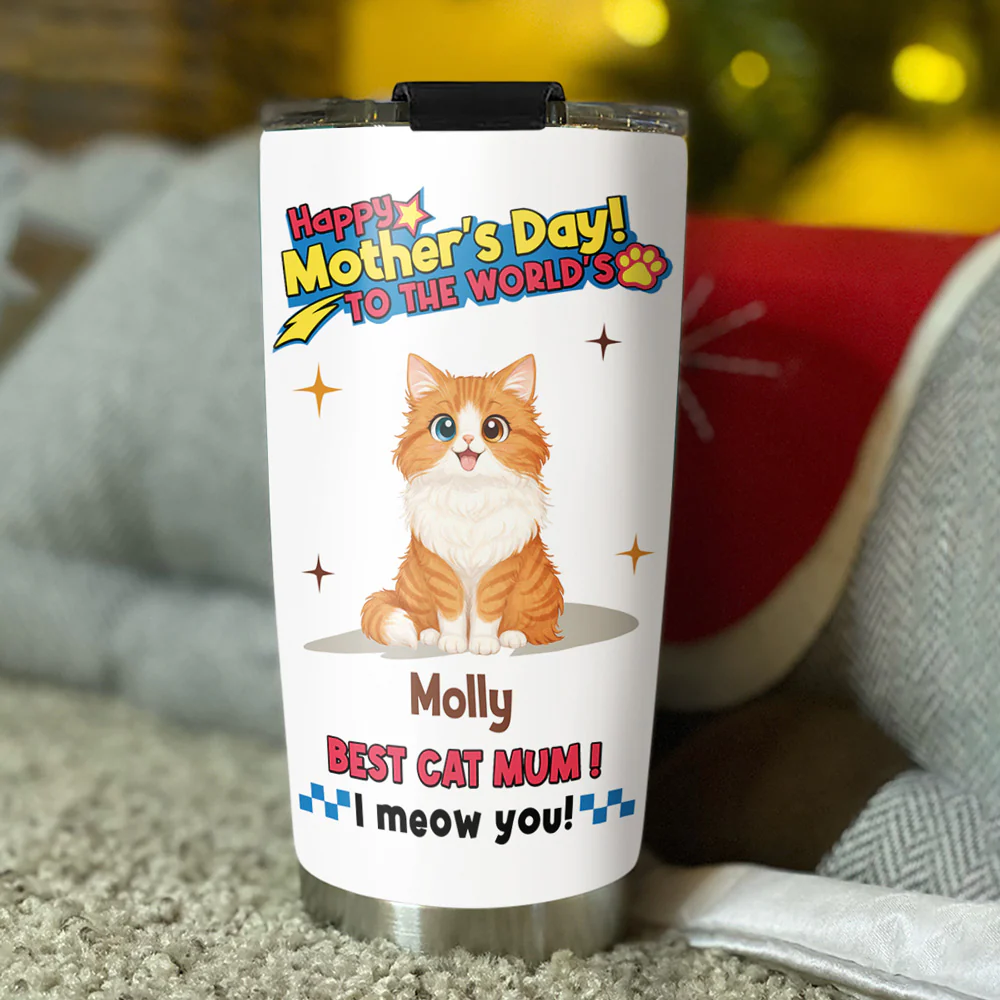 Cat Mom Forever - Personalized Custom Tumbler - Image 2