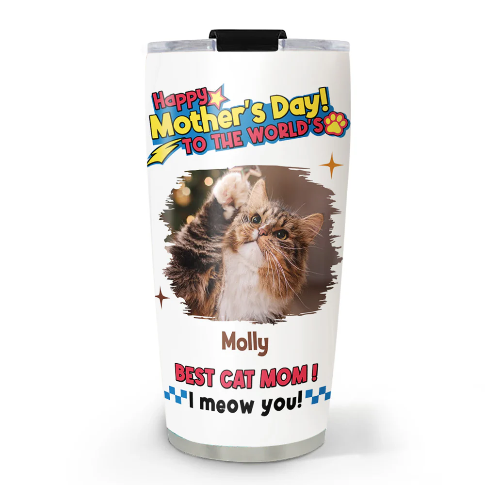Cat Mom Forever Photo - Personalized Custom Tumbler