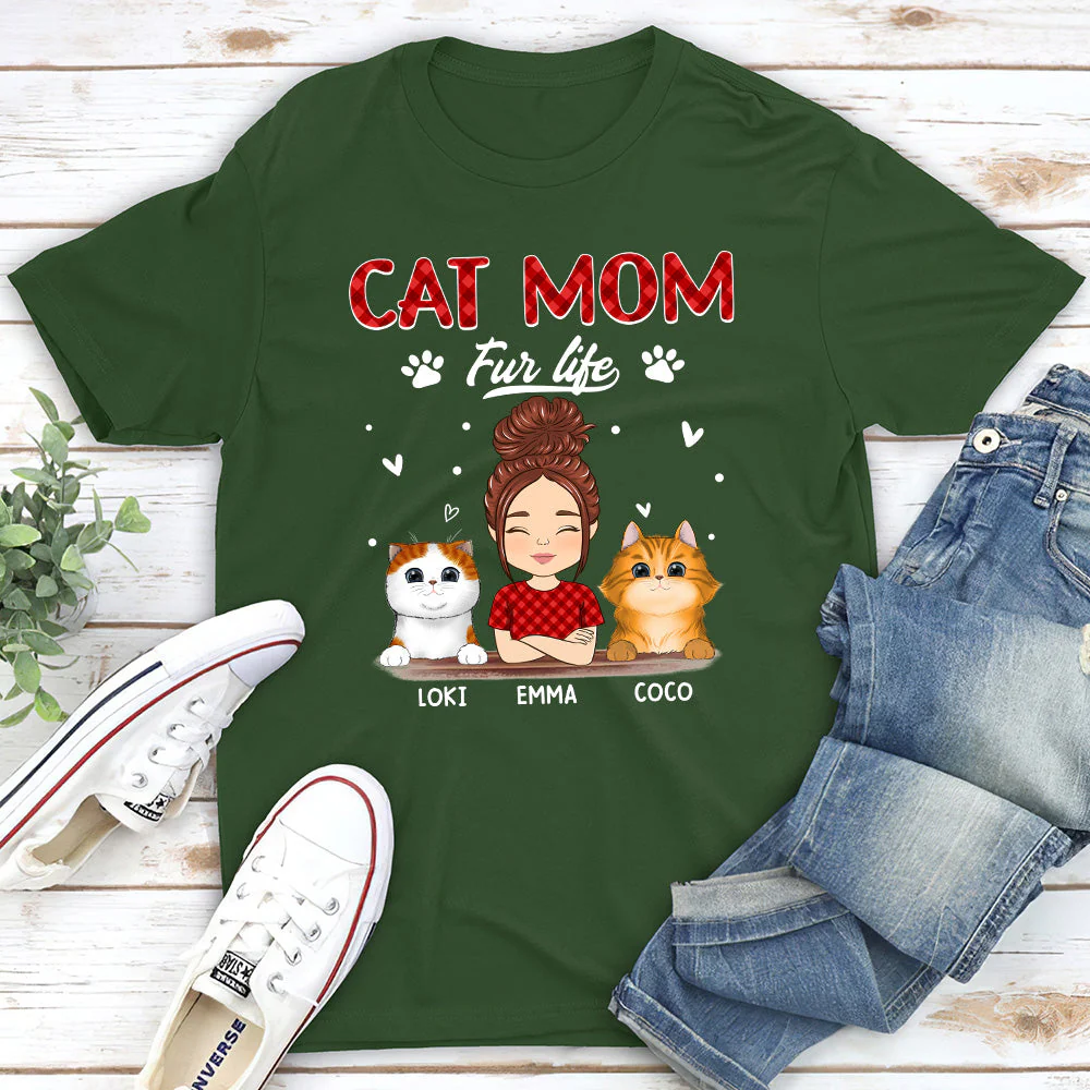 Cat Mom Fur Life - Personalized Custom Unisex T-shirt - Image 3