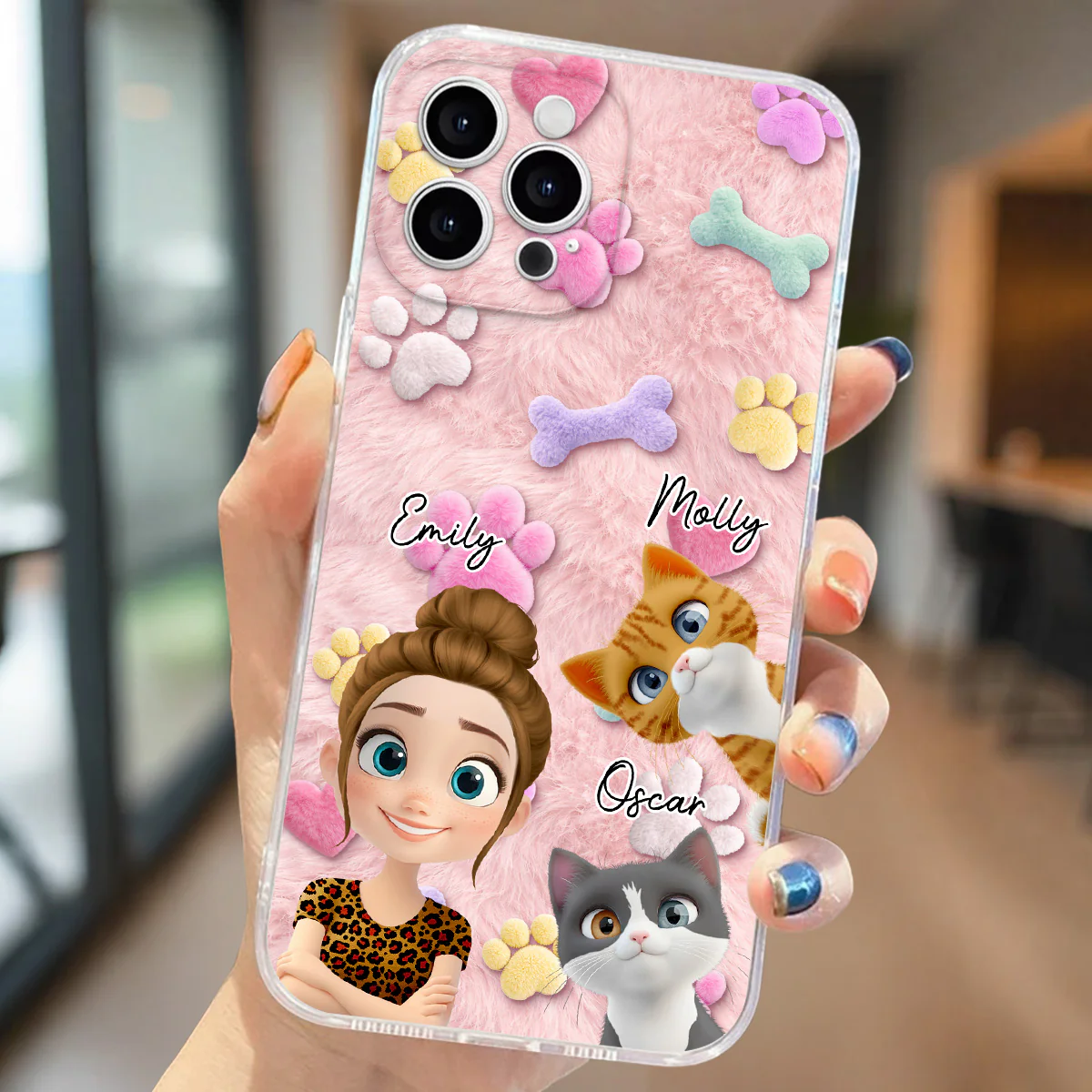 Cat Mom Mum With Fur Baby - Personalized Custom 3D Effect Phone Case - Image 2