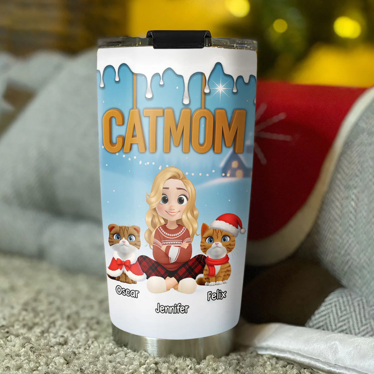Cat Mom Now Onwards - Personalized Custom 3D Inflated Effect Tumbler - Image 2