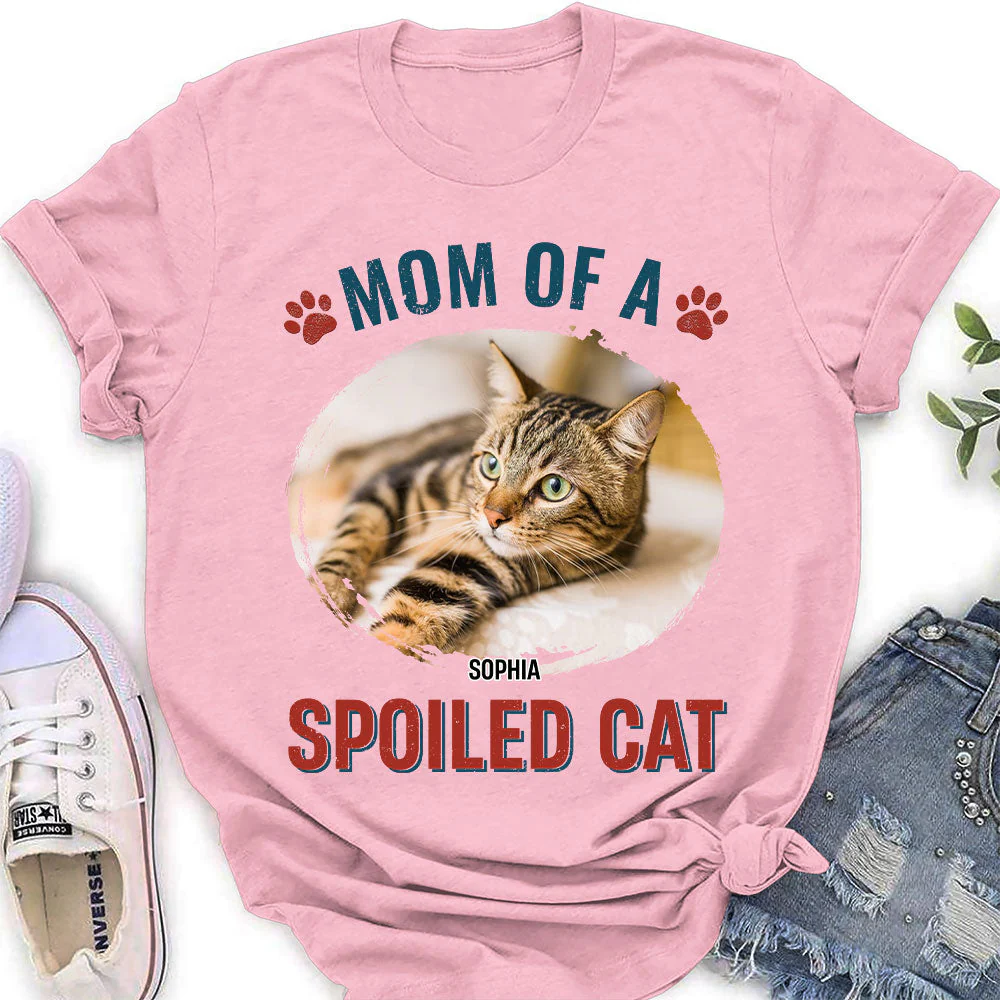 Cat Mom Of Spoiled Kids - Personalized Custom Women's T-shirt - Image 4