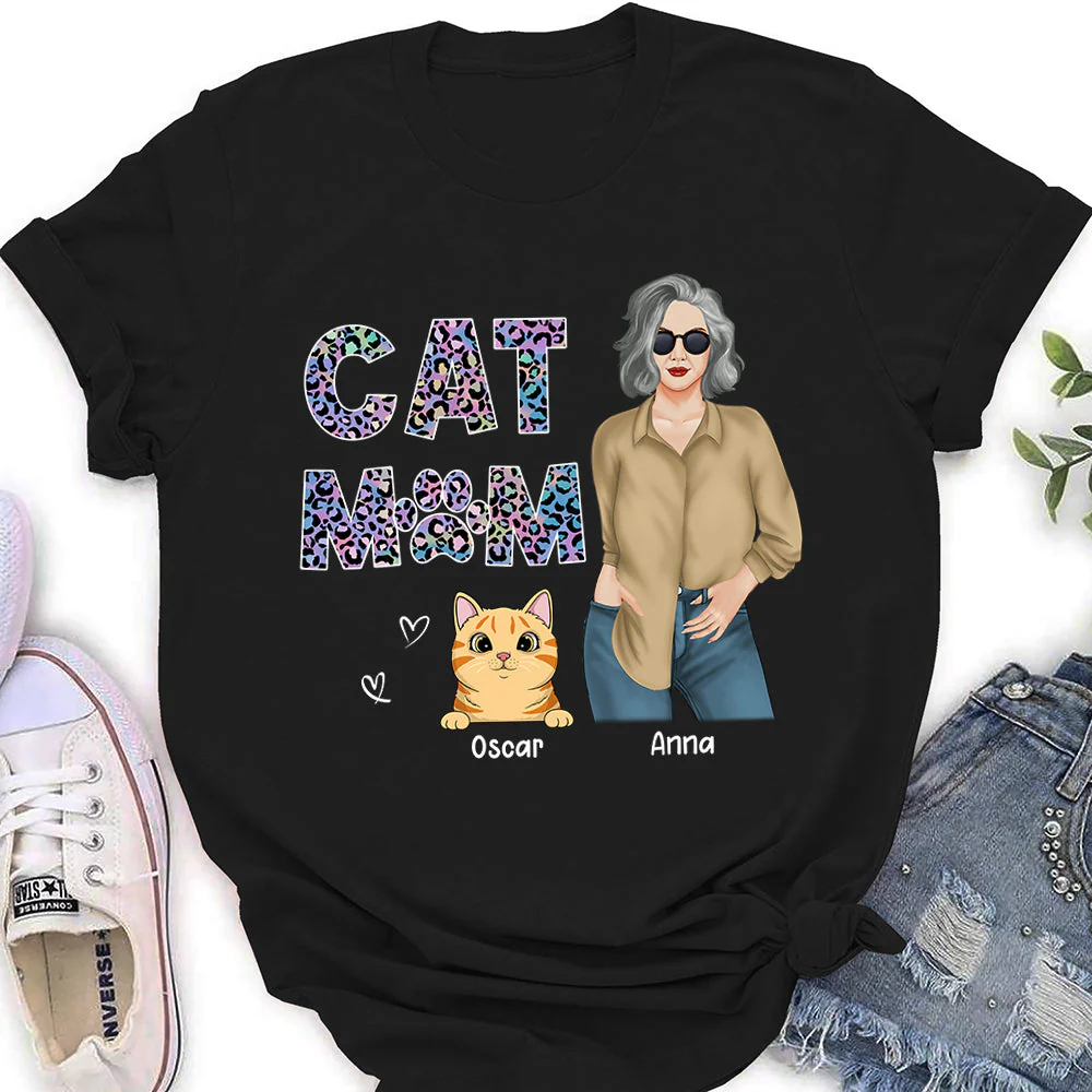Cat Mom Pattern - Personalized Custom Women's T-shirt