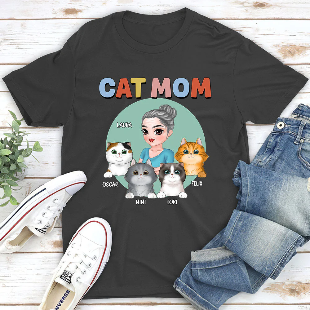 Cat Mom - Personalized Custom Premium T-shirt - Image 4