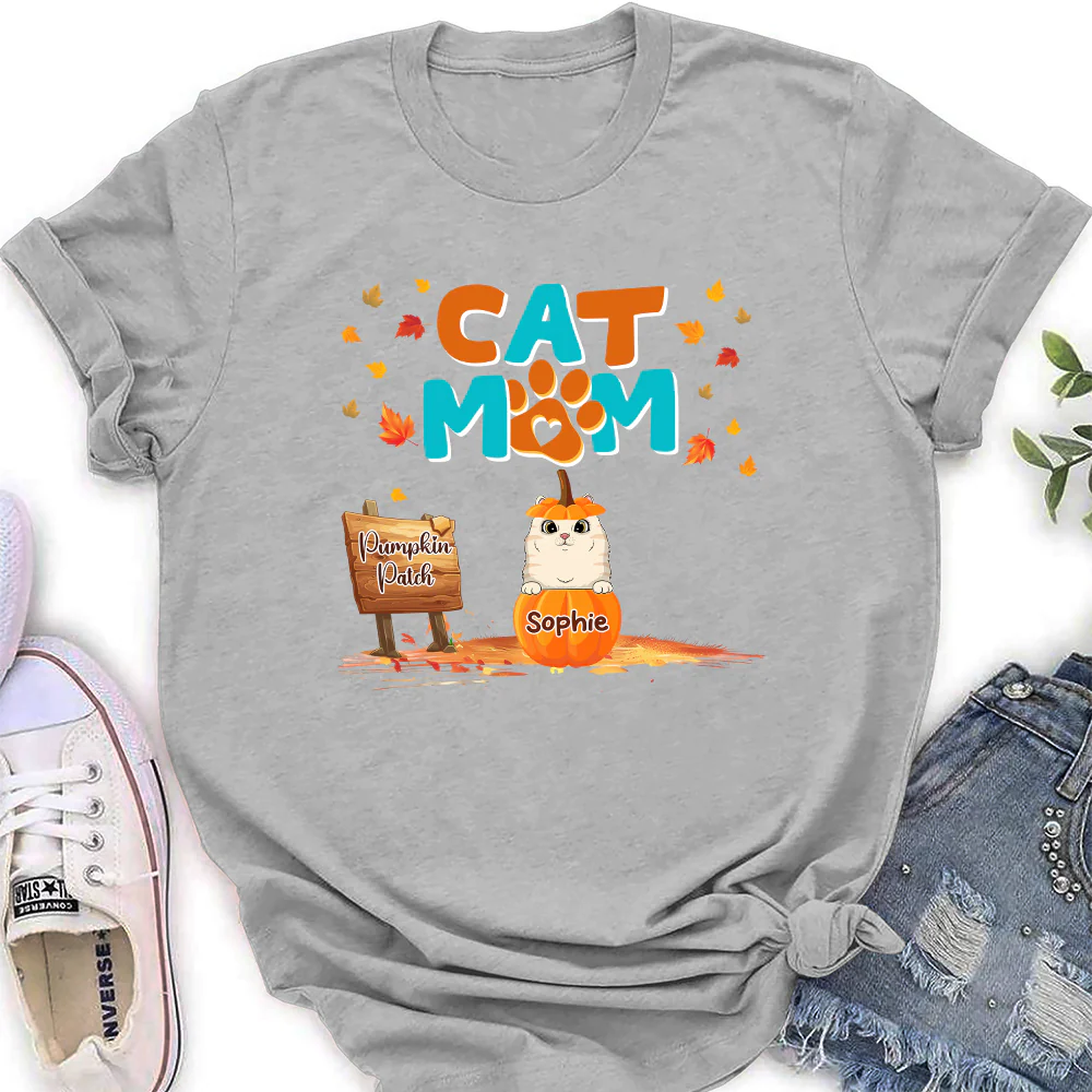 Cat Mom Pumpkin Patch - Personalized Custom Women's T-shirt - Image 4