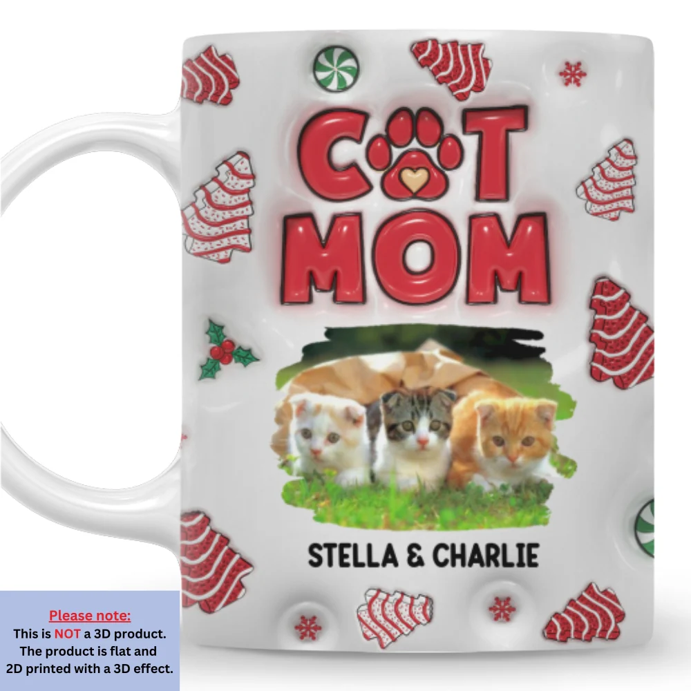 Cat Mom Tree Cake Photo - Personalized Custom 3D Inflated Effect Mug - Image 3
