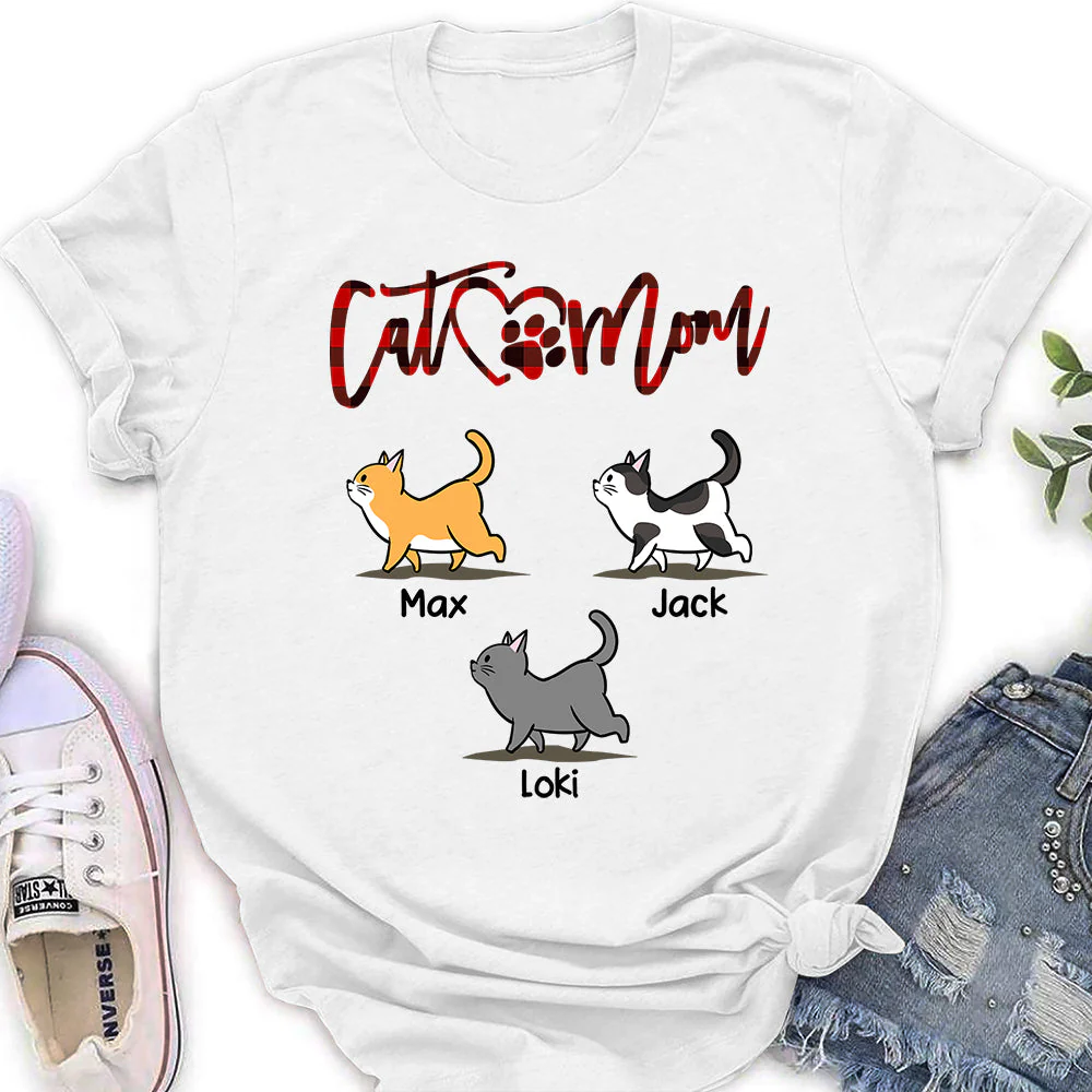 Cat Mom With Pattern - Personalized Custom Women's T-shirt - Image 4