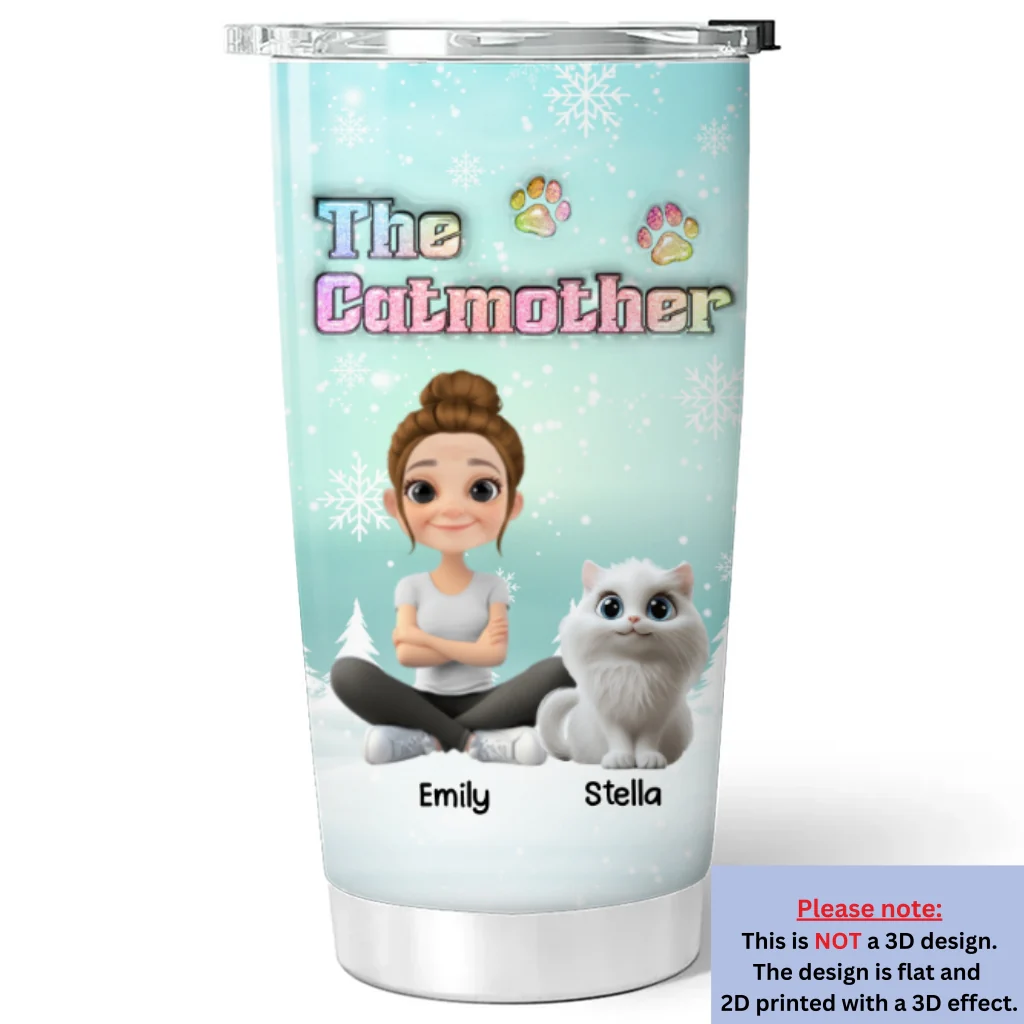 Cat Mother Cartoon - Personalized Custom 3D Inflated Effect Tumbler - Image 5