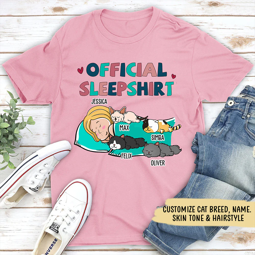 Cat Official Sleepshirt - Personalized Custom Unisex T-shirt - Image 4