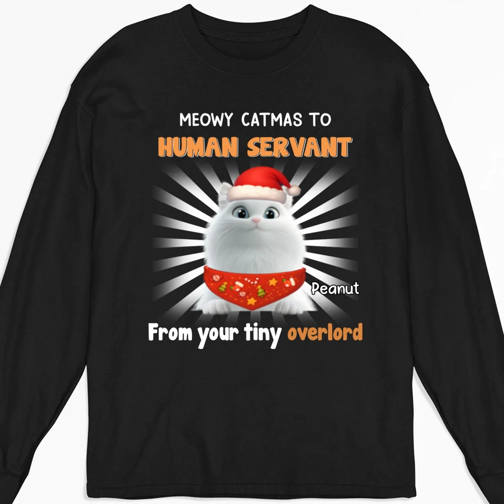 Cat Overlord And Human Servant Christmas - Personalized Custom Long Sleeve T-Shirt - Image 4