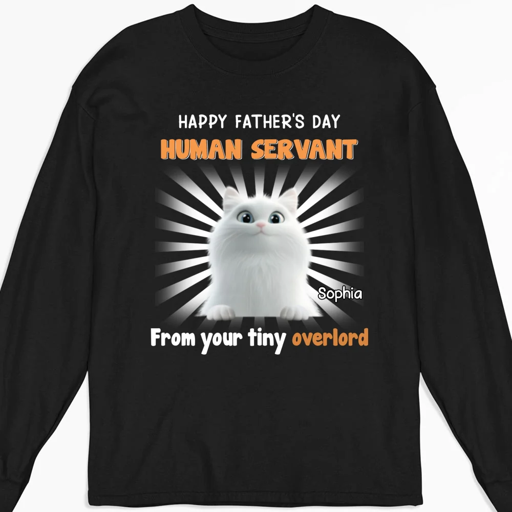 Cat Overlord And Human Servant - Personalized Custom Long Sleeve T-Shirt - Image 4