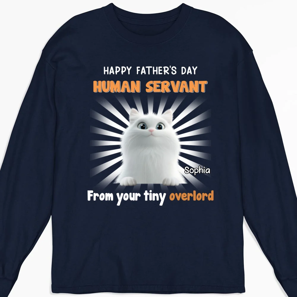 Cat Overlord And Human Servant - Personalized Custom Long Sleeve T-Shirt - Image 5