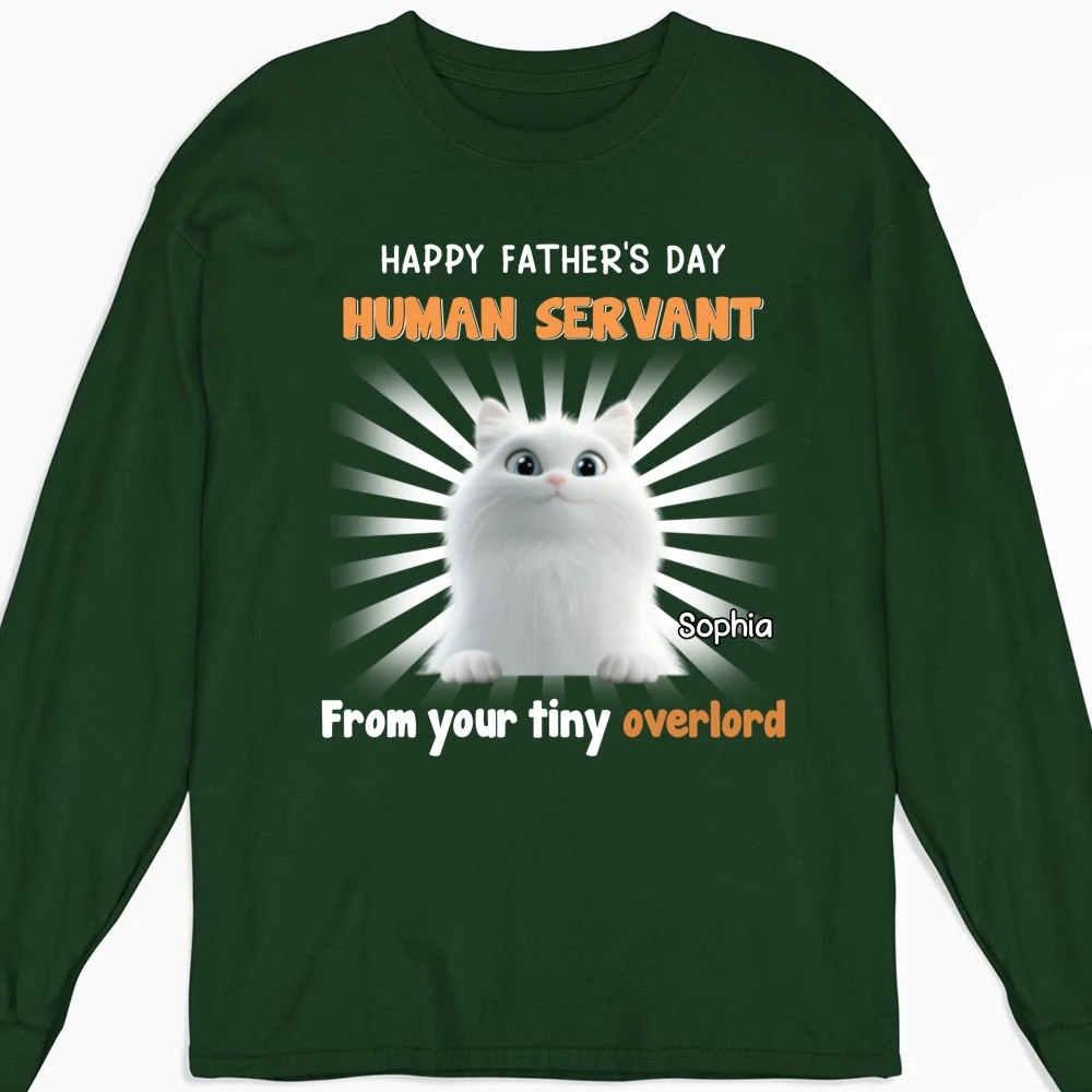 Cat Overlord And Human Servant - Personalized Custom Long Sleeve T-Shirt - Image 6