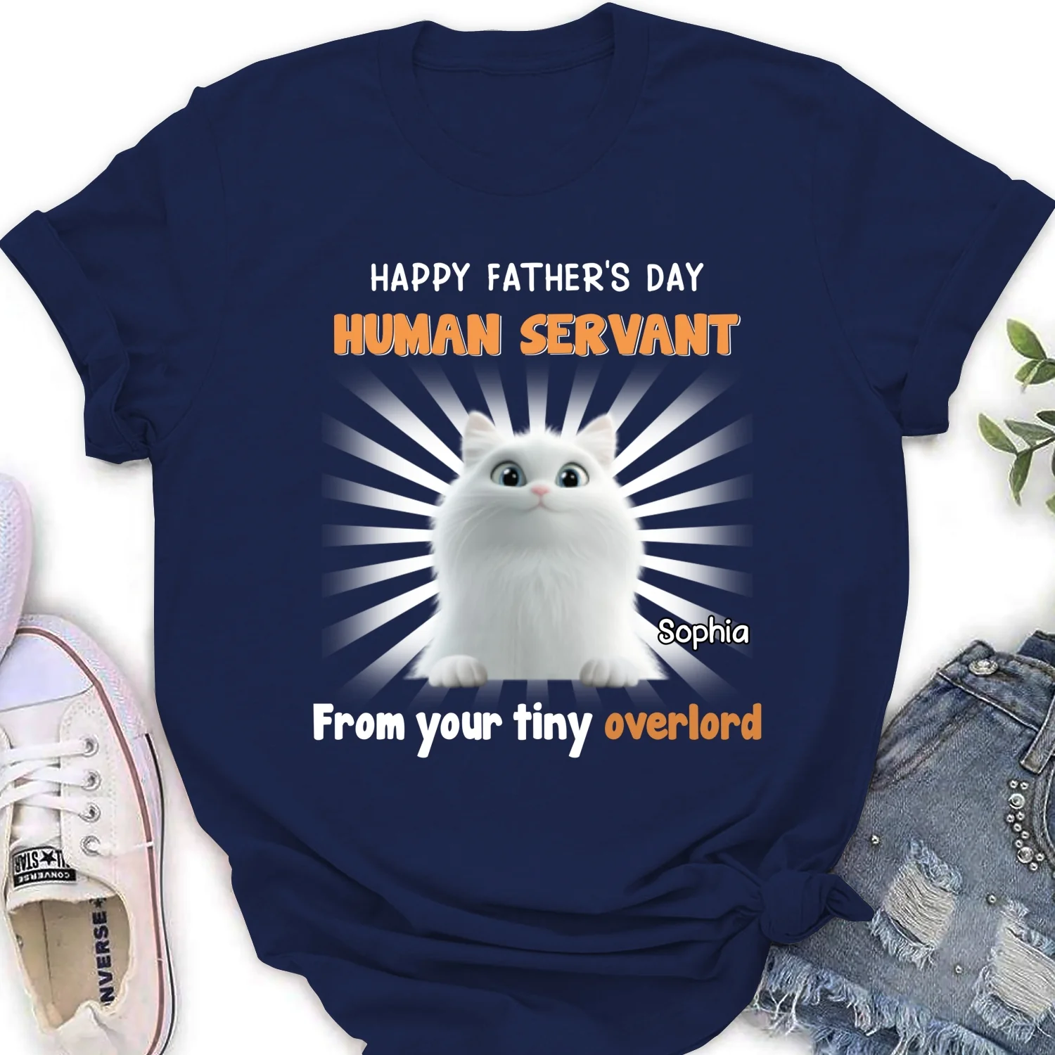 Cat Overlord And Human Servant - Personalized Custom Women T-Shirt - Image 7