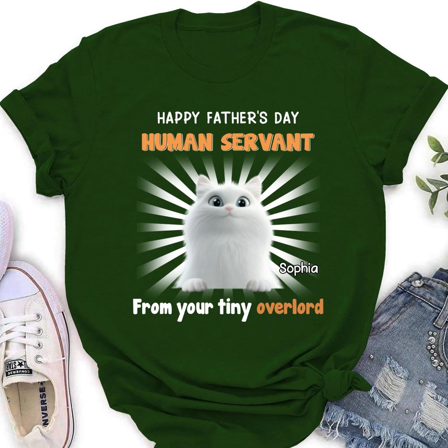 Cat Overlord And Human Servant - Personalized Custom Women T-Shirt - Image 9