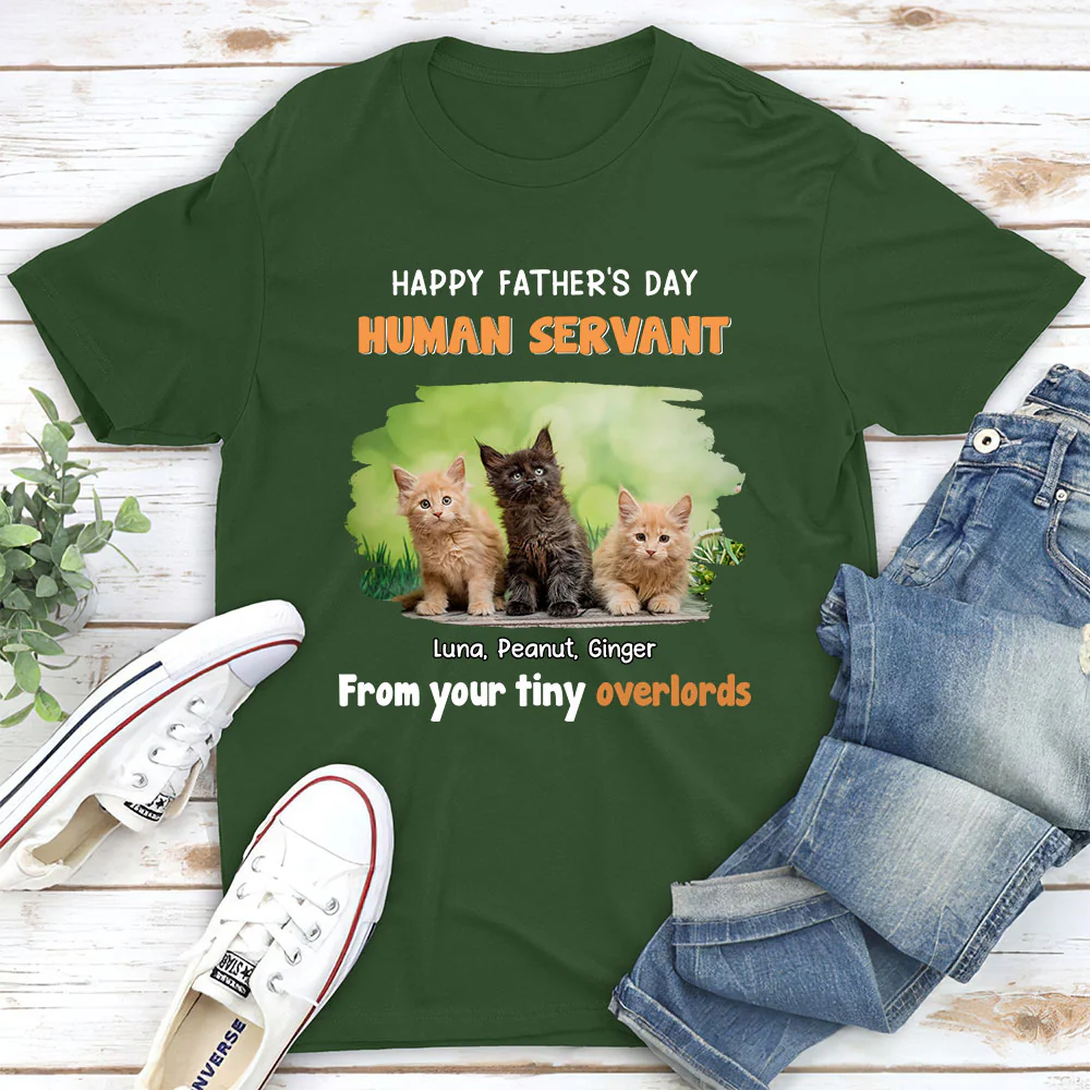 Cat Overlord And Human Servant Photo - Personalized Custom Unisex T-Shirt - Image 3