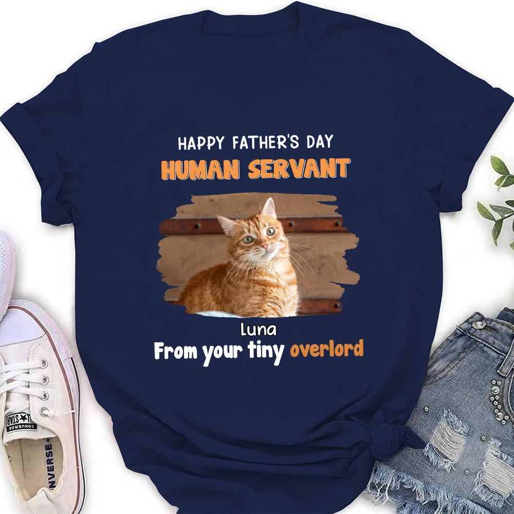 Cat Overlord And Human Servant Photo - Personalized Custom Women T-Shirt - Image 2
