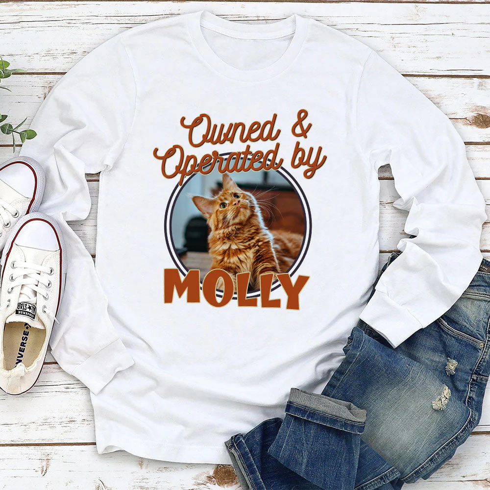 Cat Owned Operated - Personalized Custom Long Sleeve T-shirt - Image 2