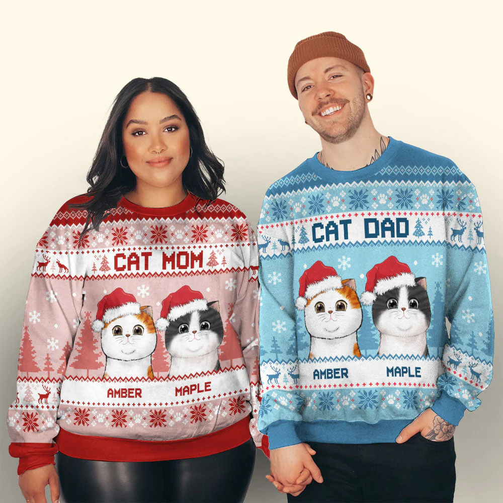 Cat Parents Mint - Personalized Custom All-Over-Print Sweatshirt - Image 7