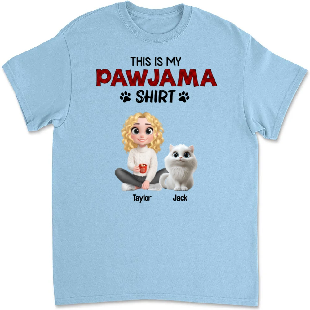 Cat Pawjama Shirt New Style Cartoon - Personalized Custom Unisex T-Shirt - Image 7