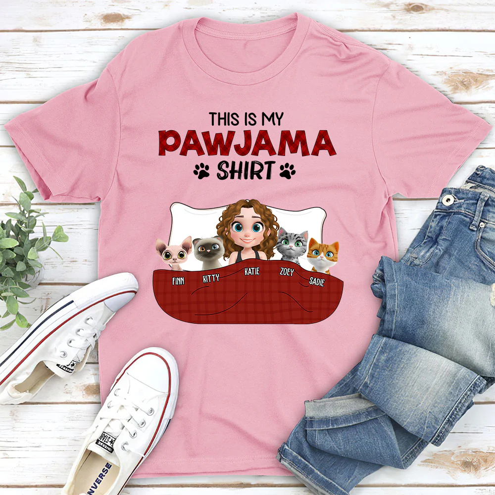 Cat Pawjama Shirt New Style - Personalized Custom Unisex T-Shirt - Image 4