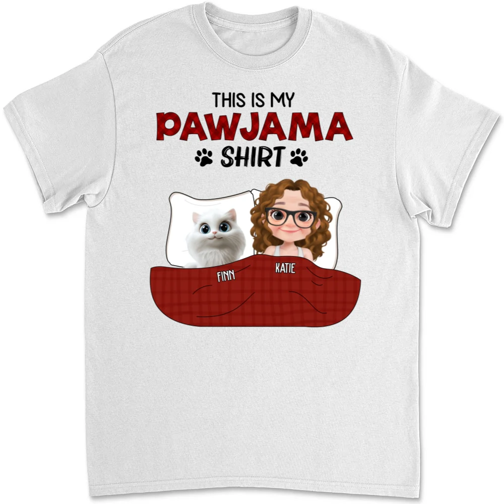 Cat Pawjama Shirt New Style - Personalized Custom Unisex T-Shirt - Image 5